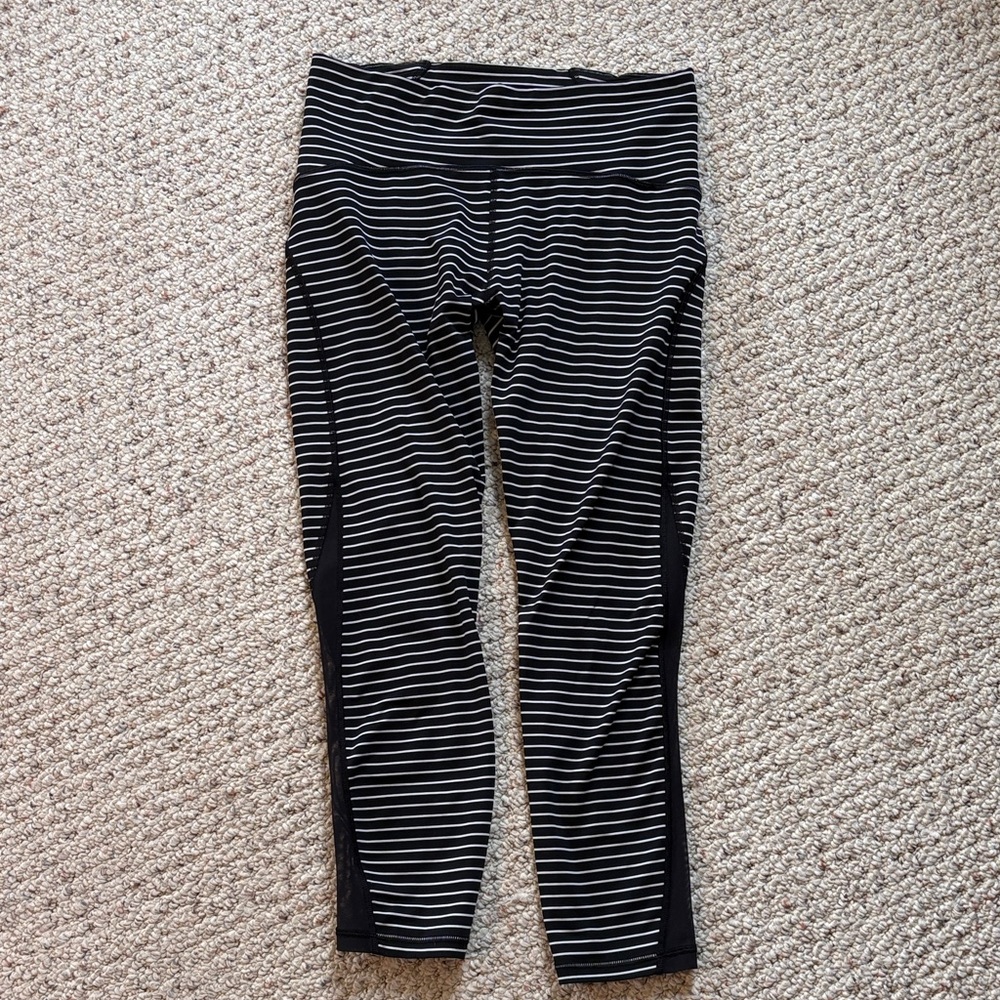 lululemon athletica Black and White Striped Leggings